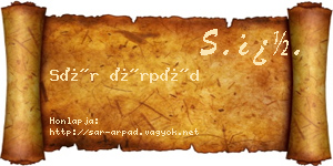 Sár Árpád névjegykártya