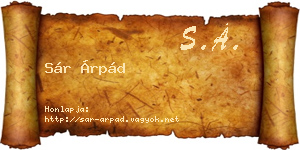 Sár Árpád névjegykártya